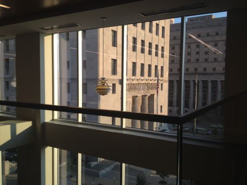 The library occupies the 5th & 6th floors with views of the St. Louis courts to the south
