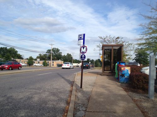 The eastbound #57 MetroBus stops directly in front of their building on the SE corner of Manchester & Brentwood