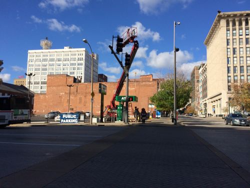 Yesterday a sign company was adding another sign. 