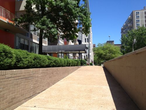 Looking the opposite direction we see the apartment entrance on the left