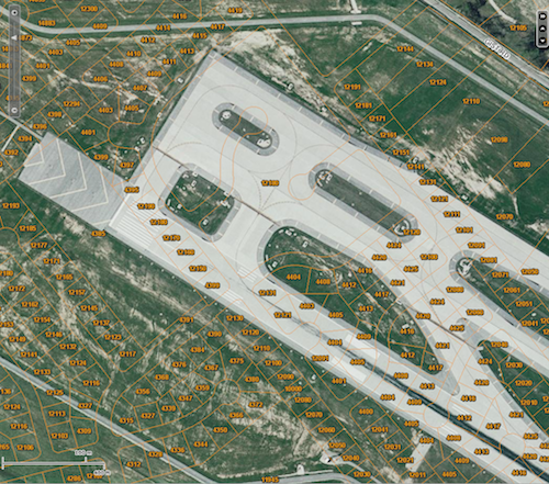 St. Louis County parcel map over aerial of newest runway