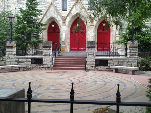 The fence keeps you from reaching the labyrinth and church entry. They're considering a gate once the apartment building is occupied again