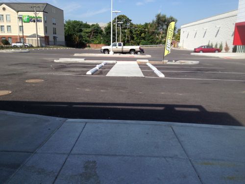 View from the new outlot building toward the ADA access route