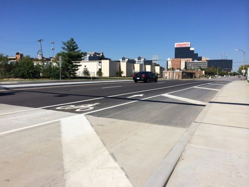 At the new bridge over I-64 the unused roadway width is wider than the sidewalk