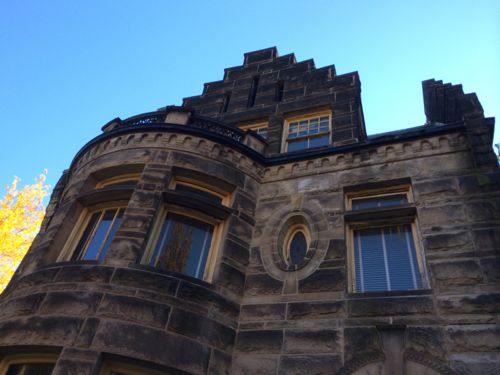 Stone facade of 3262 Hawthorne