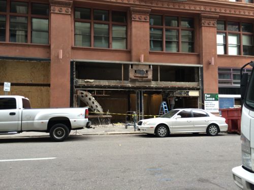 Earlier this month workers began removing the 75+ year old storefronts