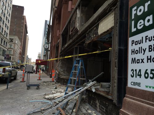 The main storefront during demolition 