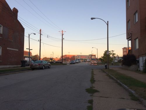 Looking west on Soulard St, the new Fresh Fields is on the left, Walgreens center. 