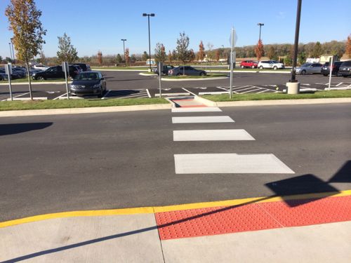 Well marked crosswalks to the disabled parking 