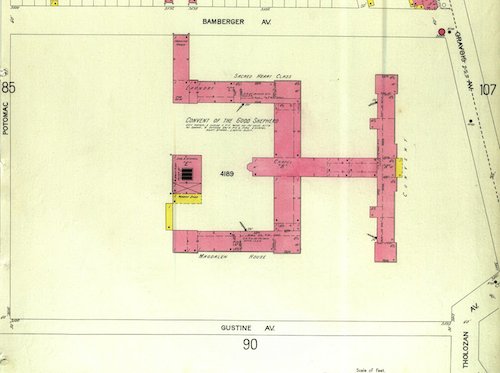 A 1903 Sanborn map shows the convent pre-dated much of the housing. Click image to view on the UM Digital Liibrary