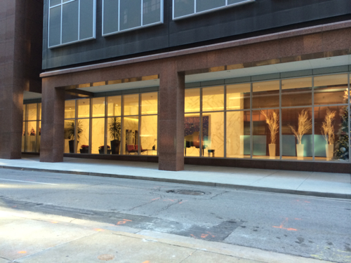 This retail space is very visible from the new 600 Washington lobby. 