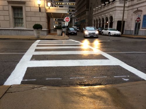 By December 5th the crosswalk had been painted.