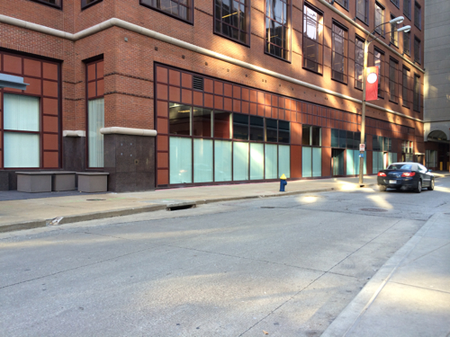 One Financial's 6th St facade as seen from across the street at the top of the MetroLink stairs