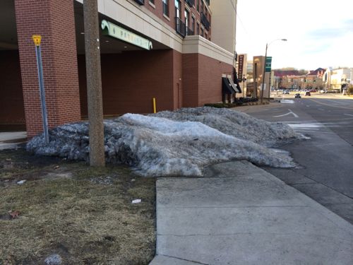 As I got to The Boulevard I found a pile of snow blocking the wheelchair ramp.
