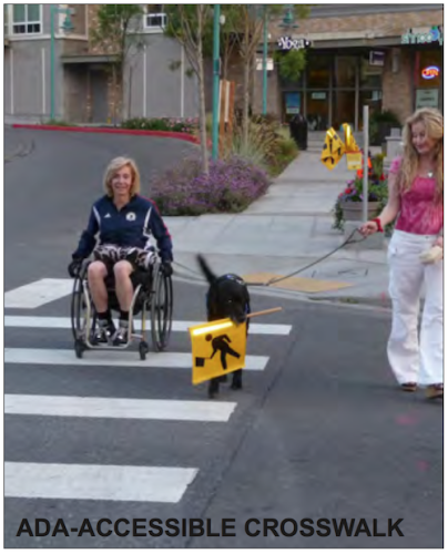 The photo on Page 119 labeled as "ADA-Accesible Crosswalk" shows a non-ADA compliant ramp. 