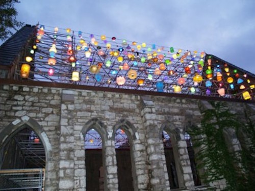 The stabilized church during the exhibit. Source: Pulitzer Foundation for the Arts