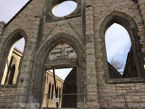 The stabilized Spring Ave Church on New Year's Day. 