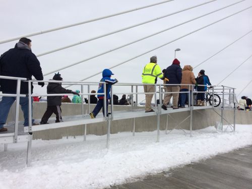 Temporary ramps made it possible for everyone to cross over the center dividing wall. 