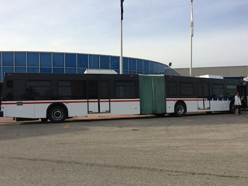 The first of 15 articulated buses, basically a 30ft bus with a 30ft trailer. 