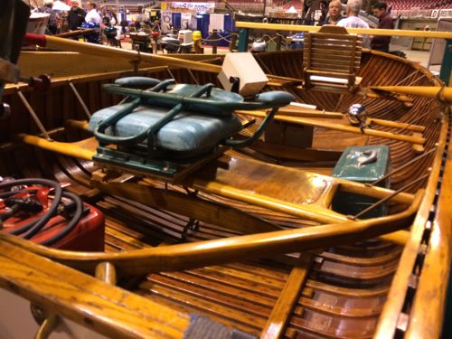 A restored boat in the vintage club corner. A vintage outboard motor club also had a great display