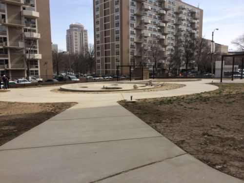 This outdoor space is built on top of a parking garage attached to CityParc, click image for website.