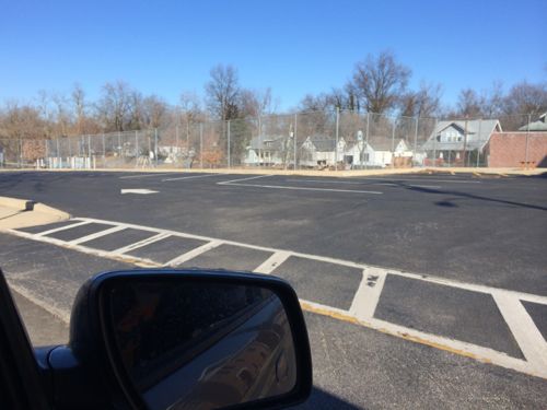 Parking on school grounds on the west side of the building was completely vacant 