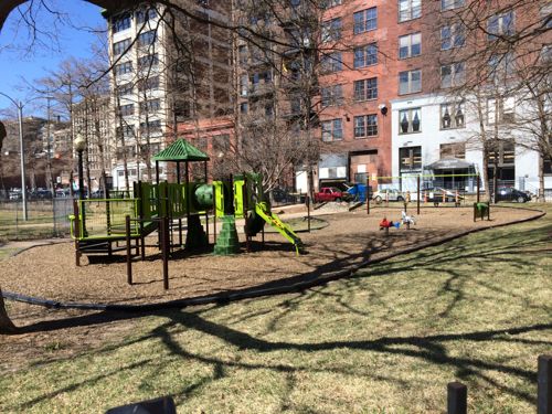 The east end has new children's playground equipment 