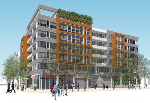 Artist rendering of proposed mixed-use building 
