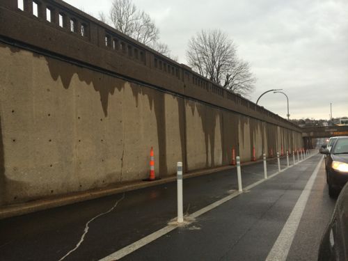 Now the bike lane is separated from the pedestrian area