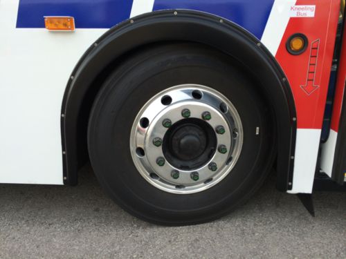 The newest order of 40ft Gillig buses and the 15 rebuilt articulated buses all have aluminum wheels. More expensive upfront but cheaper in the long run because of reduced maintenance costs. 