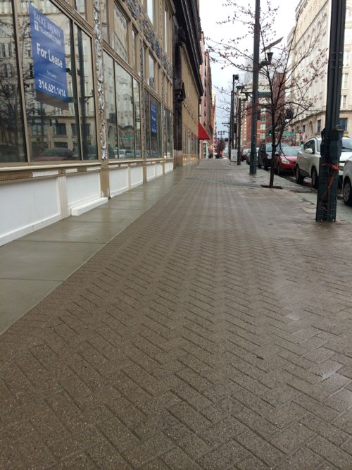 Washington Ave sidewalk in from of the Bogen Lofts is now reopened. 