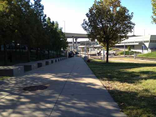 The plaza to MetroLink connection is direct. October 2011 photo  