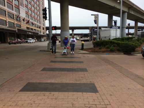 The ramps/crosswalk to the main MetroBus area is too narrow during peak times each day