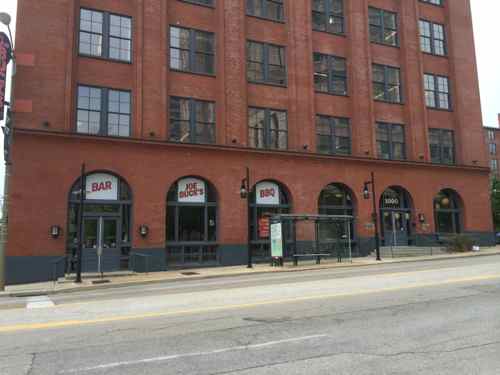 Joe Buck's BBQ in on the ground floor of an old warehouse facing Clark