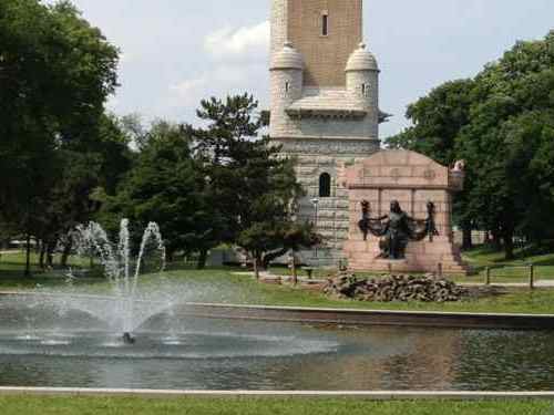 On the right is The Naked Truth sculpture, unveiled 100 years ago today. Photo date May 19, 2012