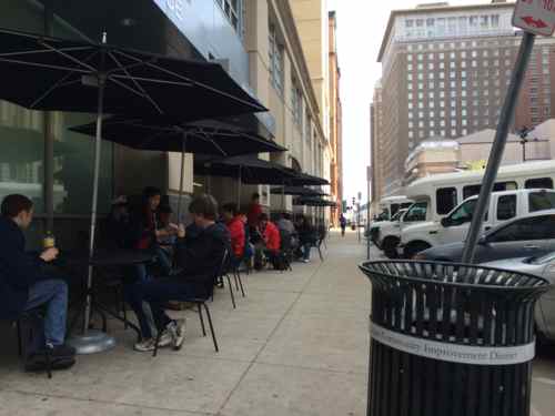 April 24th there were fewer tables & chairs but they were still using the same amount of sidewalk