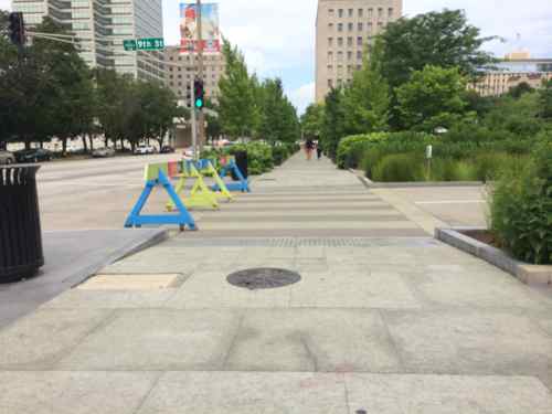 There was no thought about communicating to pedestrians on the hallway about traffic on 9th Street, so Fischer had it closed to vehicles. 