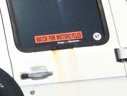 Close-up of sticker on back window