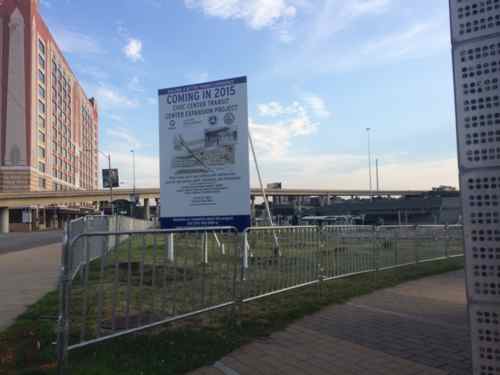 Sign announcing expansion project
