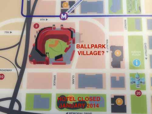 I'd think the Cardinals & Cordish would want Ballpark Village listed as a downtown attraction 