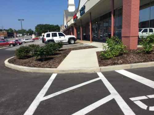 At the Yorkshire Village shopping center in Webster Grovers I noticed new construction that wasn't ADA-compliant. Months later this gets corrected. 