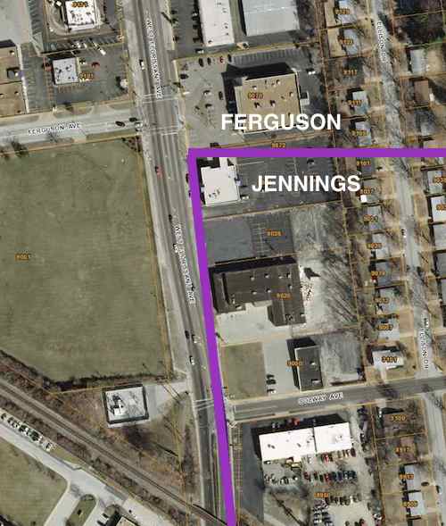 The Ferguson Market is in the upper left corner. As you can see numerous businesses are in Jennings, not Ferguson