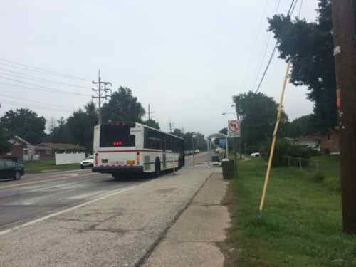 North of the QT the area changes from suburban commercial to suburban residential, W. Florissant is served by the 74 MetroBus route 