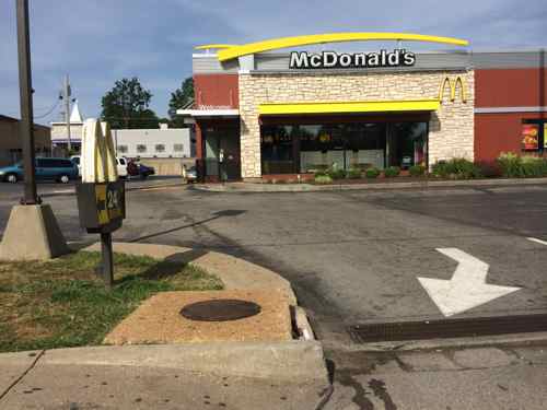 The McDonald's was built in 1989, but recently remodeled inside & out. An ADA accessible route was forgotten in the remodeling though. 
