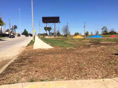 Gap in the sidewalk along Newstead & Chouteau may be because of the future park cafe on the corner. 