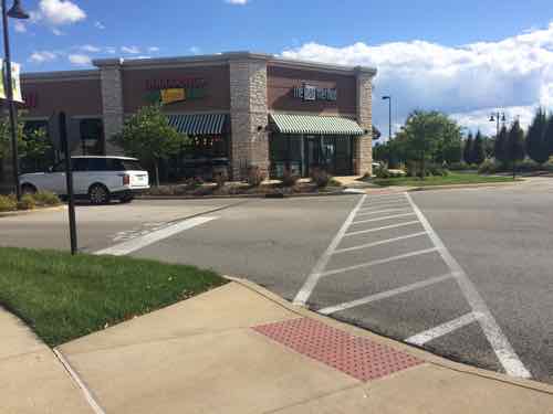 The architects/engineers that originally laid our=t Town & Country Crossing gave a lot of thought to pedestrian accessibility, this is to a small out building on the west edge 