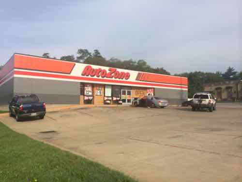 The AutoZone at 9947 W. Florissant in Dellwood was one of many businesses burned following the grand jury decision.   Photo date: August 19, 2014