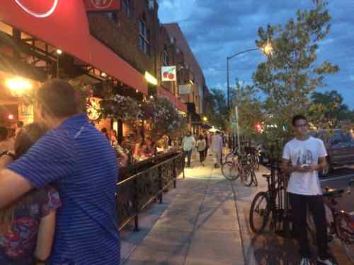 We ate dinner at a popular restaurant on Pearl St, but it was one block West of the mall.  