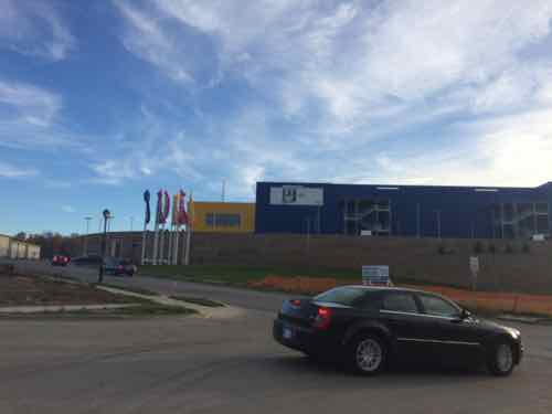 The north side of IKEA as seen from the new QT down the hill. 
