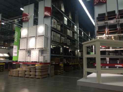 Then you'll find the warehouse area where you'll find the flat-packed furniture you saw displayed in the showroom above. 